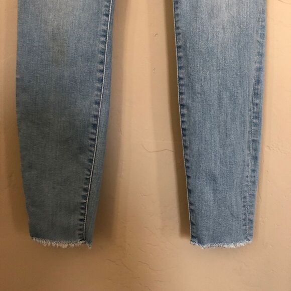 FRAME Le Skinny de Jeanne Mid Rise Light-wash Raw Hem Ankle Crop Skinny Jeans 26 - Picture 4 of 10
